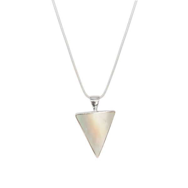 White Gold Mother of Pearl Triangular Pendant
