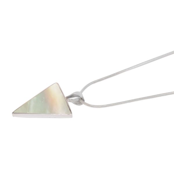 White Gold Mother of Pearl Triangular Pendant