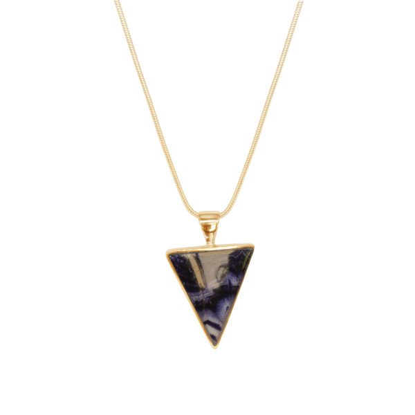 Yellow Gold Blue John Triangular Pendant