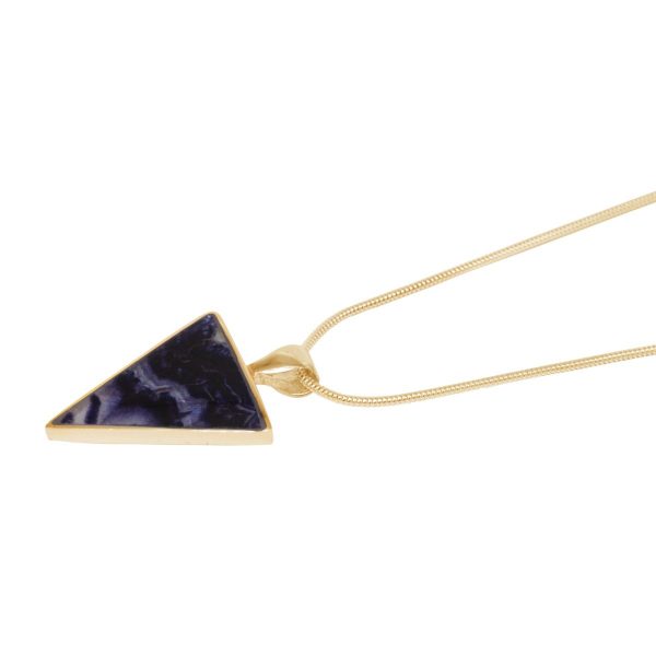 Yellow Gold Blue John Triangular Pendant