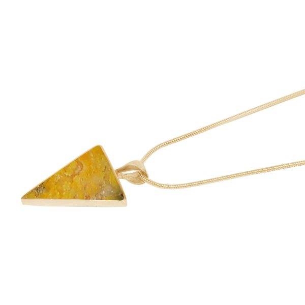 Yellow Gold Bumblebee Jasper Triangular Pendant