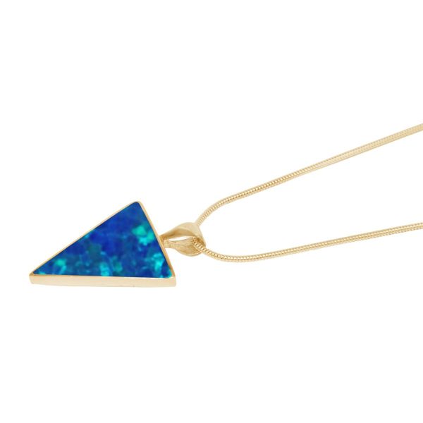 Yellow Gold Cobalt Blue Triangular Pendant