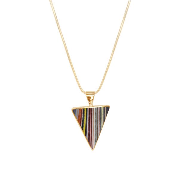 Yellow Gold Fordite Triangular Pendant