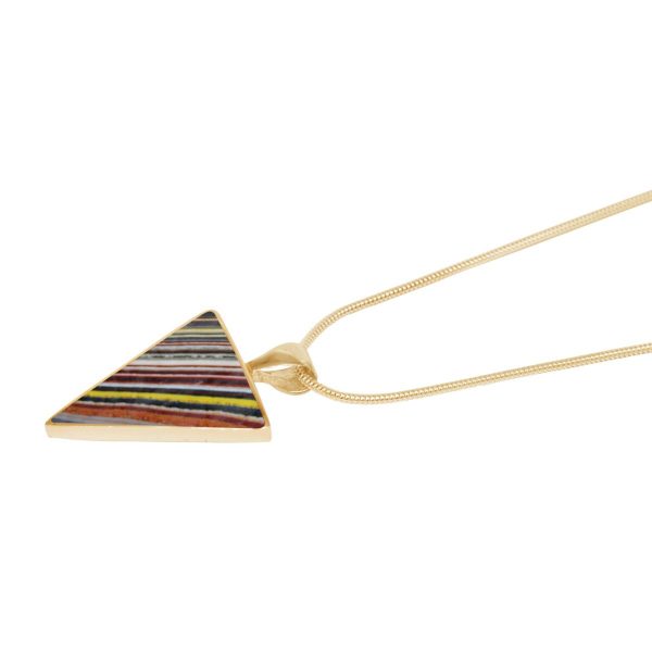 Yellow Gold Fordite Triangular Pendant