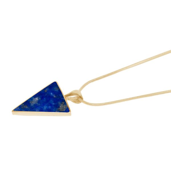 Yellow Gold Lapis Triangular Pendant