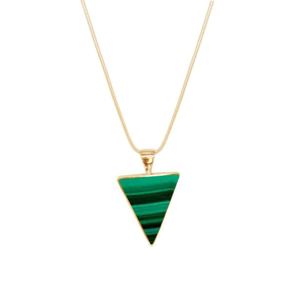 Yellow Gold Malachite Triangular Pendant