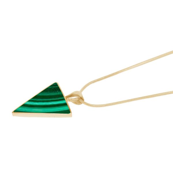 Yellow Gold Malachite Triangular Pendant