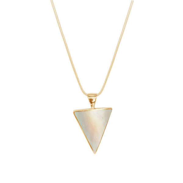 Yellow Gold Mother of Pearl Triangular Pendant