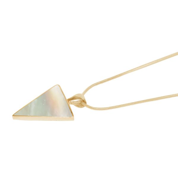 Yellow Gold Mother of Pearl Triangular Pendant