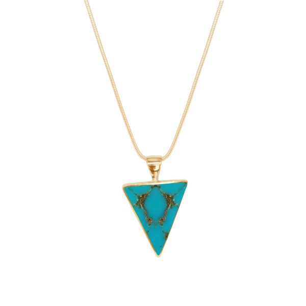 Yellow Gold Turquoise Triangular Pendant