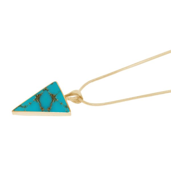 Yellow Gold Turquoise Triangular Pendant