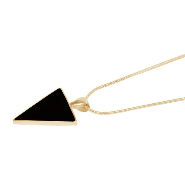 Yellow Gold Whitby Jet Triangular Pendant