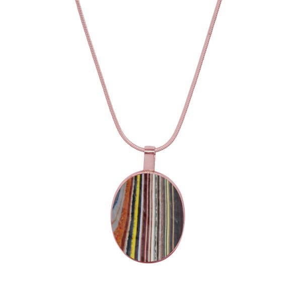 Rose Gold Fordite Large Oval Pendant