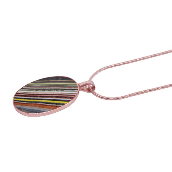 Rose Gold Fordite Oval Pendant