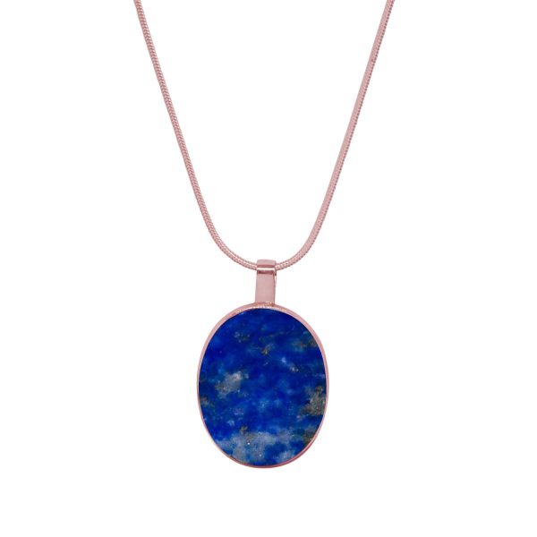 Rose Gold Lapis Large Oval Pendant