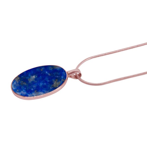 Rose Gold Lapis Oval Pendant