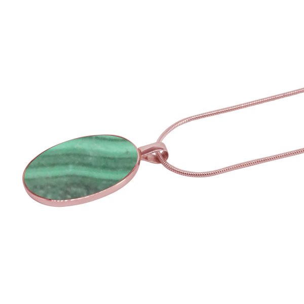 Rose Gold Malachite Oval Pendant