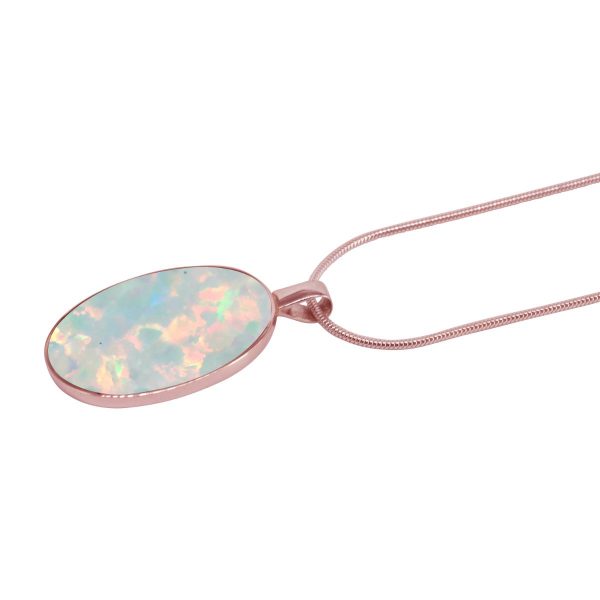 Rose Gold Opalite Sun Ice Oval Pendant