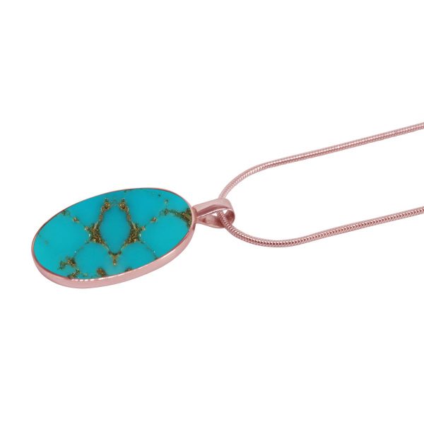 Rose Gold Turquoise Oval Pendant