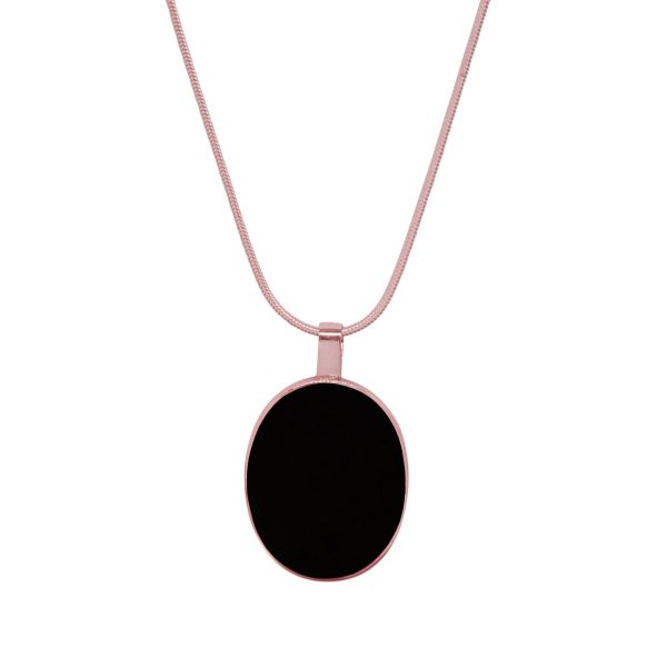 Rose Gold Whitby Jet Large Oval Pendant