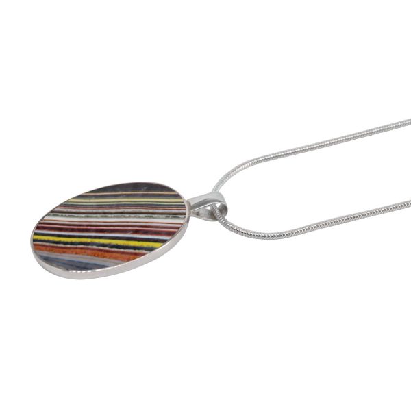 Silver Fordite Oval Pendant