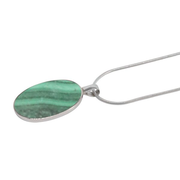 Silver Malachite Oval Pendant