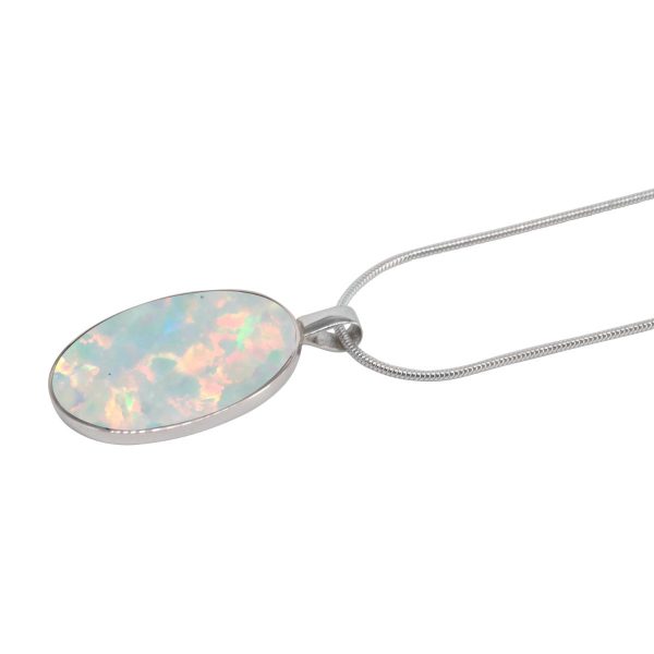 Silver Opalite Sun Ice Oval Pendant