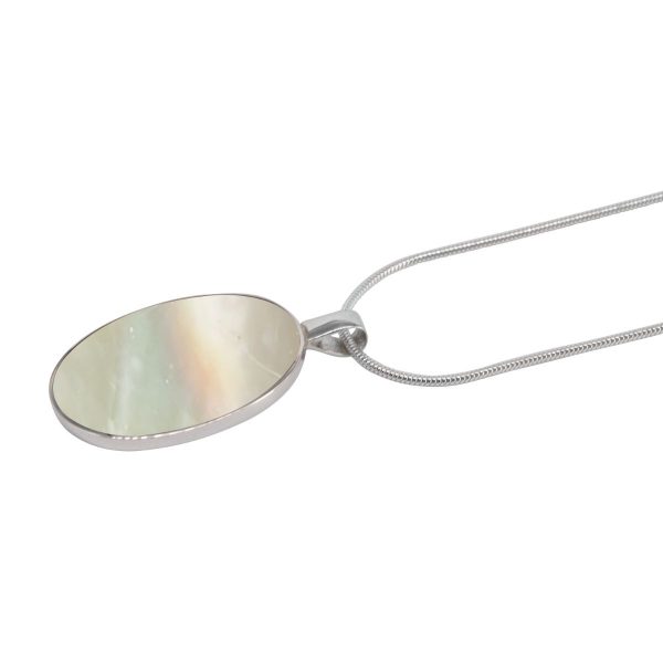 White Gold Mother of Pearl Oval Pendant