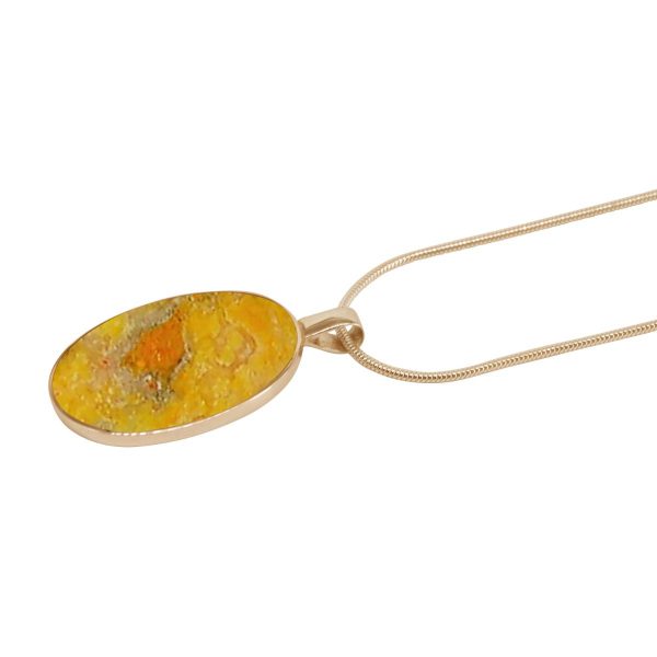 Yellow Gold Bumblebee Jasper Oval Pendant