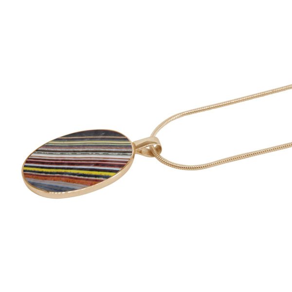 Yellow Gold Fordite Oval Pendant