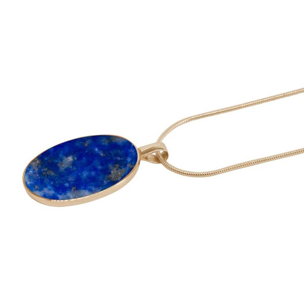 Yellow Gold Lapis Oval Pendant