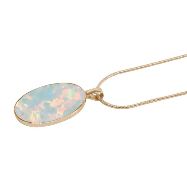 Yellow Gold Opalite Sun Ice Oval Pendant