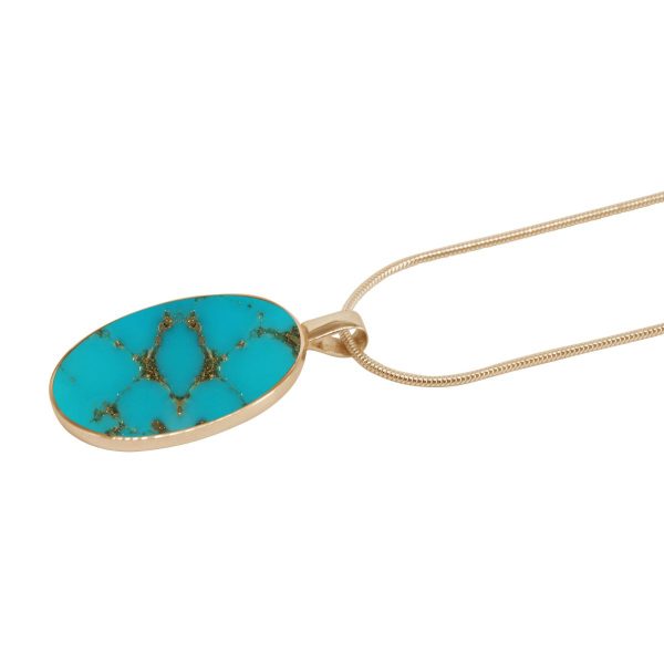 Yellow Gold Turquoise Oval Pendant