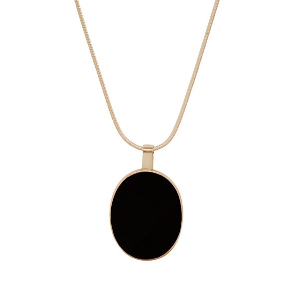 Yellow Gold Whitby Jet Large Oval Pendant