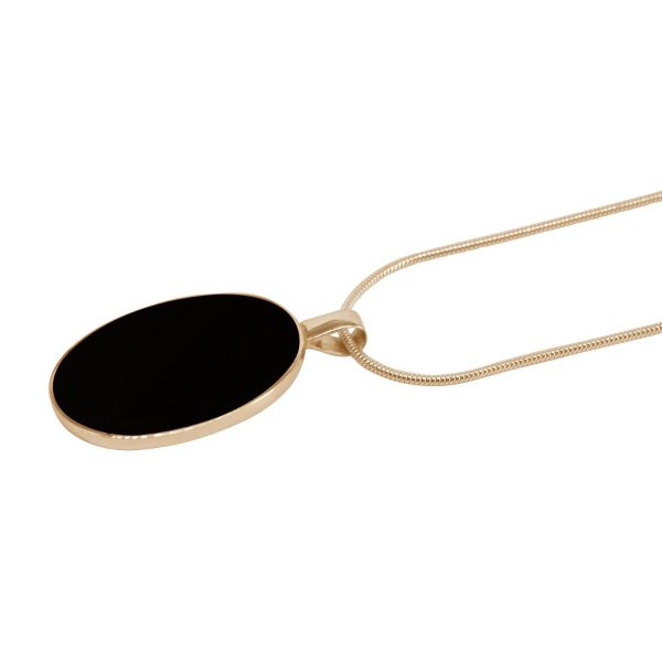 Yellow Gold Whitby Jet Oval Pendant