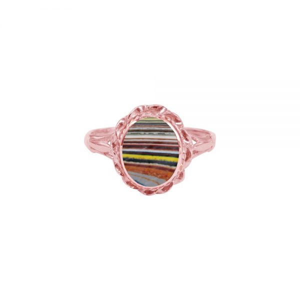 Rose Gold Fordite Oval Ring