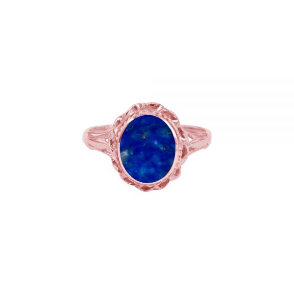 Rose Gold Lapis Oval Ring