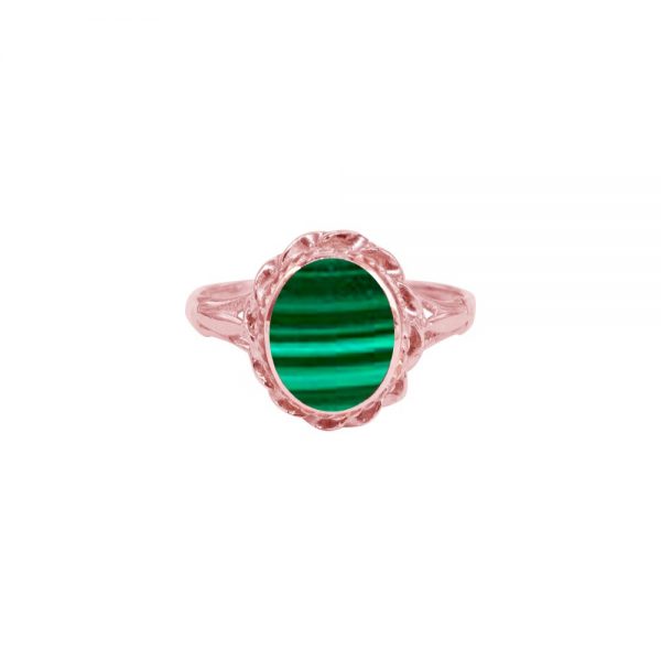 Rose Gold Malachite Oval Ring