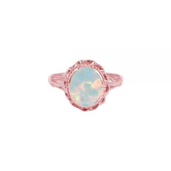 Rose Gold Opalite Sun Ice Oval Ring