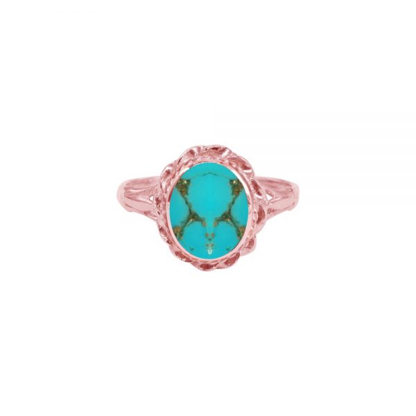 Rose Gold Turquoise Oval Ring