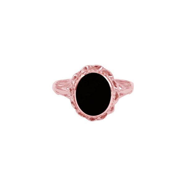 Rose Gold Whitby Jet Oval Ring