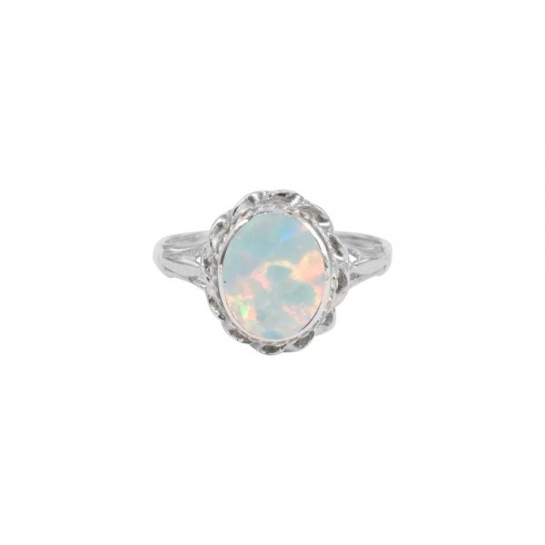 Silver Opalite Sun Ice Oval Ring