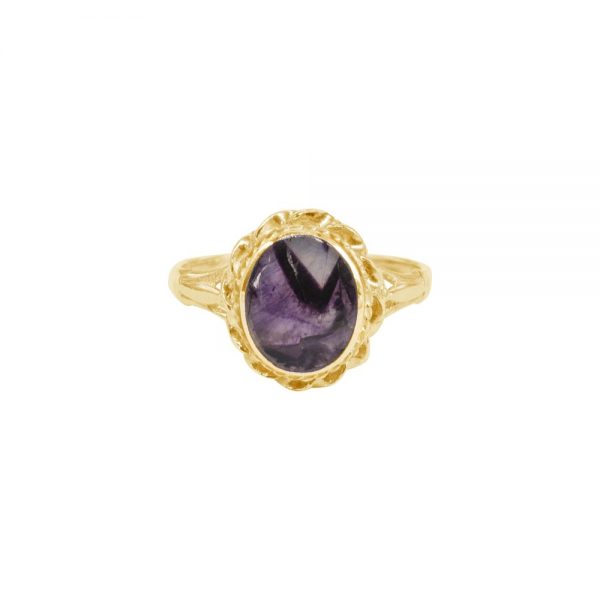 Yellow Gold Blue John Oval Ring