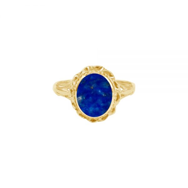 Yellow Gold Lapis Oval Ring