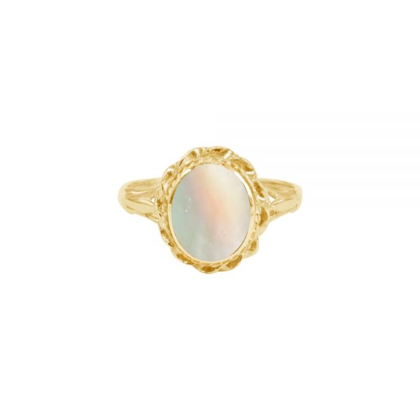 Yellow Gold Mother of Pearl Oval Ring