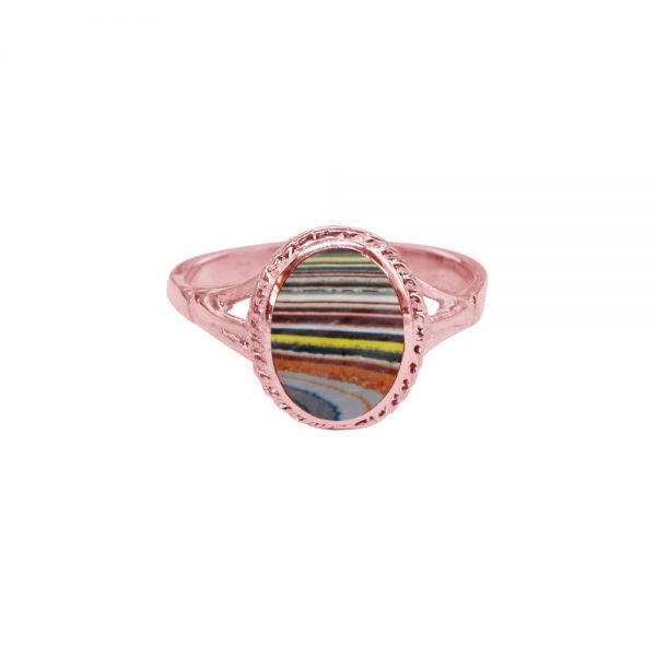 Rose Gold Fordite Oval Ring