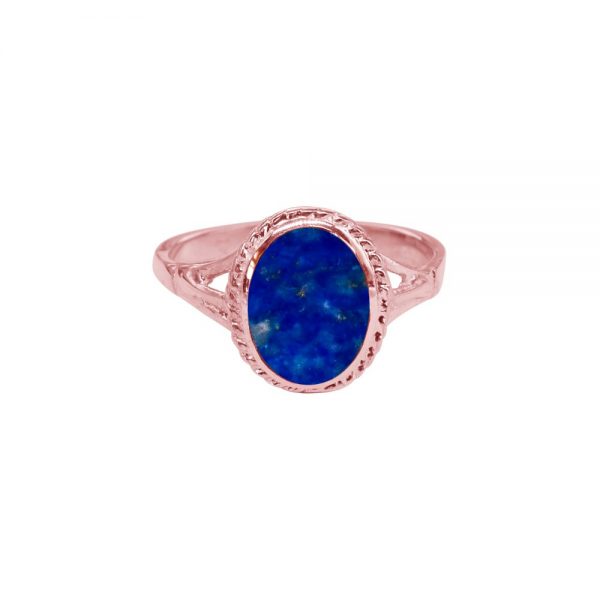 Rose Gold Lapis Oval Ring