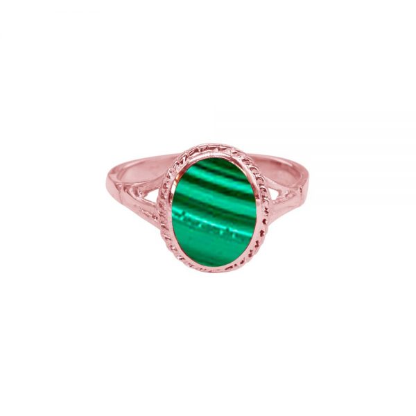 Rose Gold Malachite Oval Ring