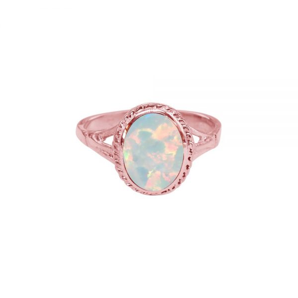 Rose Gold Opalite Sun Ice Oval Ring