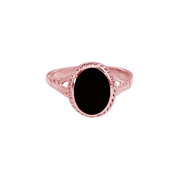 Rose Gold Whitby Jet Oval Ring